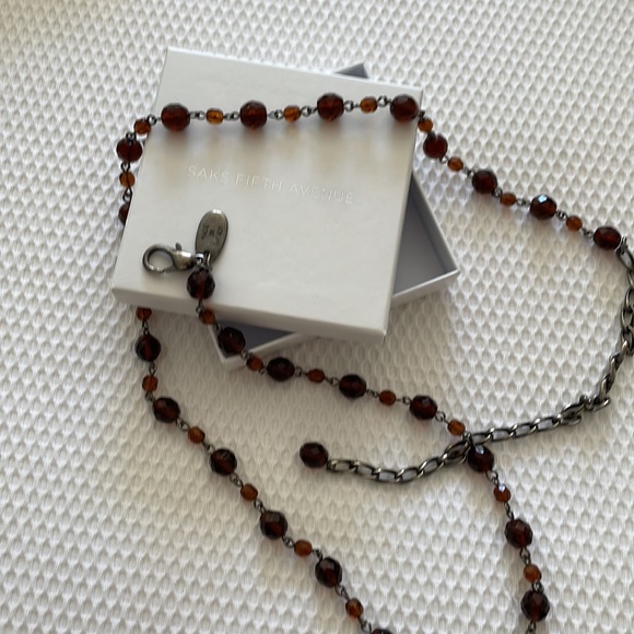 Made in Italy - long amber colored statement necklace! - Picture 1 of 8